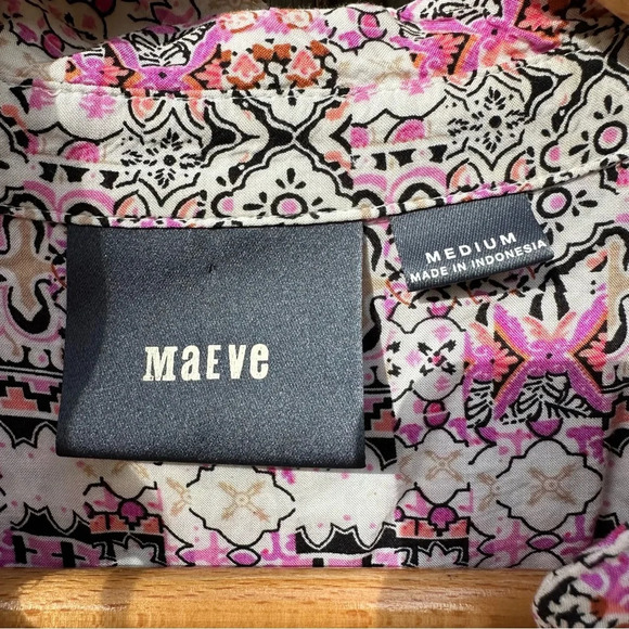 Maeve by Anthropologie Women's Islet Geometric Print Button Down Blouse Medium - Picture 8 of 9